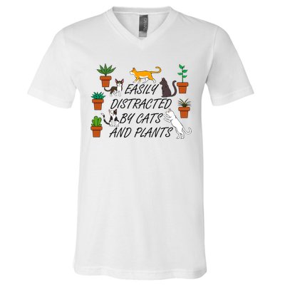 Cats And Plants Funny Gardening For Gardener Great Gift V-Neck T-Shirt