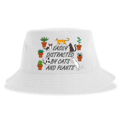 Cats And Plants Funny Gardening For Gardener Great Gift Sustainable Bucket Hat