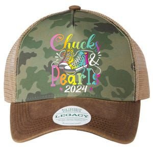 Chucks And Pearls Im With Her Kamala 2024 Legacy Tie Dye Trucker Hat