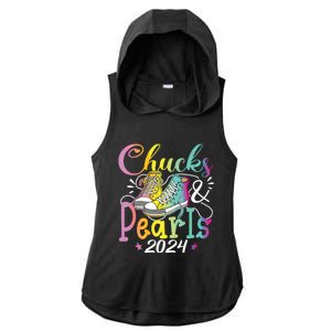 Chucks And Pearls Im With Her Kamala 2024 Ladies PosiCharge Tri-Blend Wicking Draft Hoodie Tank