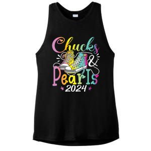 Chucks And Pearls Im With Her Kamala 2024 Ladies PosiCharge Tri-Blend Wicking Tank