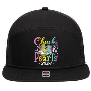 Chucks And Pearls Im With Her Kamala 2024 7 Panel Mesh Trucker Snapback Hat