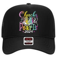 Chucks And Pearls Im With Her Kamala 2024 High Crown Mesh Back Trucker Hat