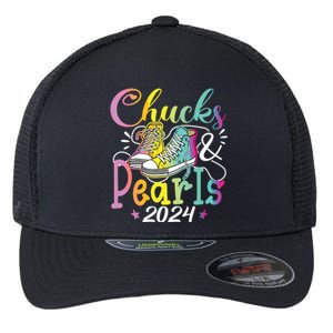 Chucks And Pearls Im With Her Kamala 2024 Flexfit Unipanel Trucker Cap