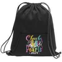 Chucks And Pearls Im With Her Kamala 2024 Sweatshirt Cinch Pack Bag