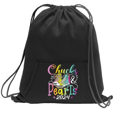 Chucks And Pearls Im With Her Kamala 2024 Sweatshirt Cinch Pack Bag