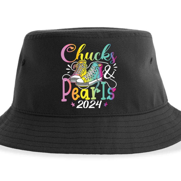 Chucks And Pearls Im With Her Kamala 2024 Sustainable Bucket Hat