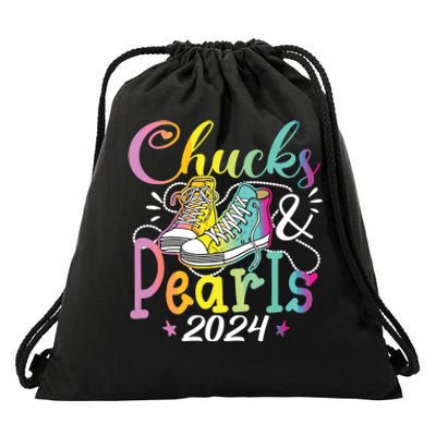 Chucks And Pearls Im With Her Kamala 2024 Drawstring Bag