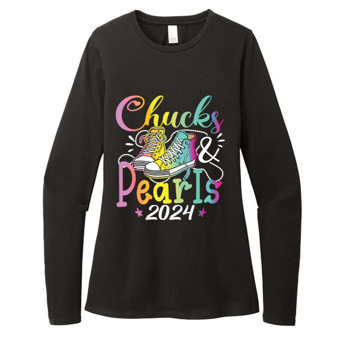 Chucks And Pearls Im With Her Kamala 2024 Womens CVC Long Sleeve Shirt