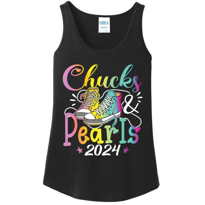 Chucks And Pearls Im With Her Kamala 2024 Ladies Essential Tank