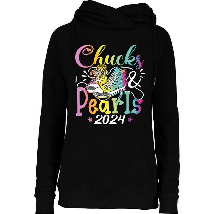 Chucks And Pearls Im With Her Kamala 2024 Womens Funnel Neck Pullover Hood