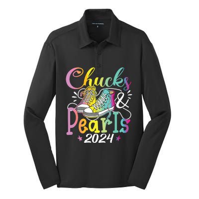 Chucks And Pearls Im With Her Kamala 2024 Silk Touch Performance Long Sleeve Polo