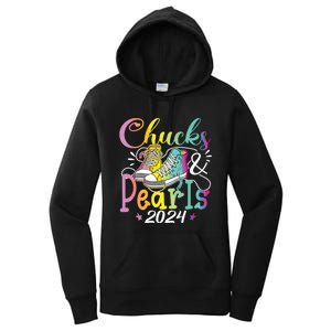 Chucks And Pearls Im With Her Kamala 2024 Women's Pullover Hoodie