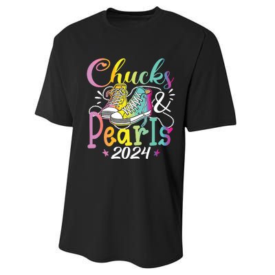 Chucks And Pearls Im With Her Kamala 2024 Performance Sprint T-Shirt