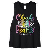 Chucks And Pearls Im With Her Kamala 2024 Women's Racerback Cropped Tank