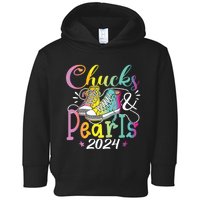 Chucks And Pearls Im With Her Kamala 2024 Toddler Hoodie