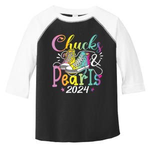 Chucks And Pearls Im With Her Kamala 2024 Toddler Fine Jersey T-Shirt