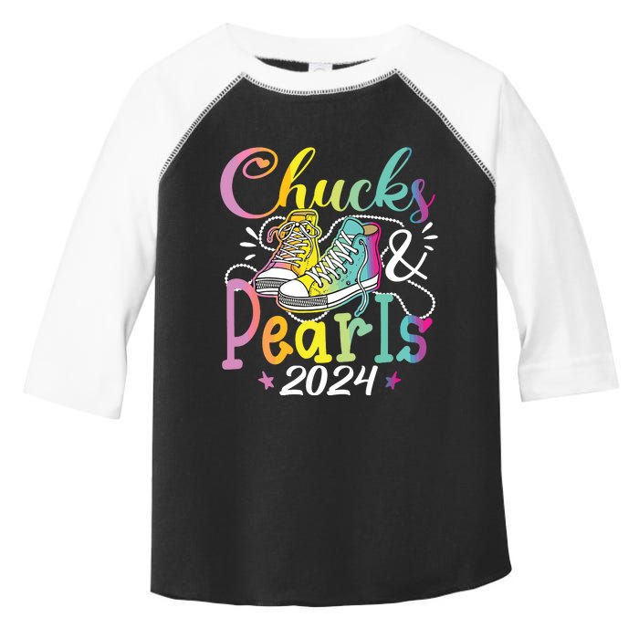 Chucks And Pearls Im With Her Kamala 2024 Toddler Fine Jersey T-Shirt