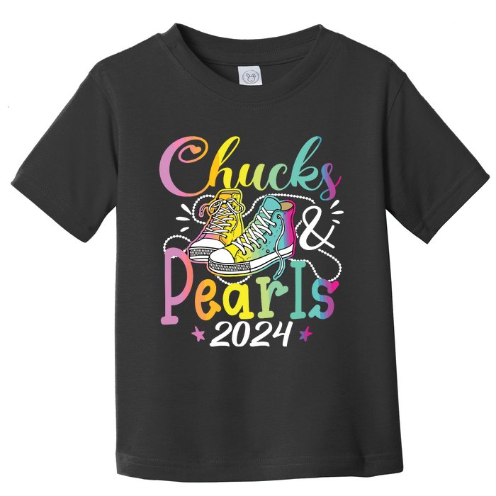 Chucks And Pearls Im With Her Kamala 2024 Toddler T-Shirt