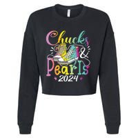 Chucks And Pearls Im With Her Kamala 2024 Cropped Pullover Crew