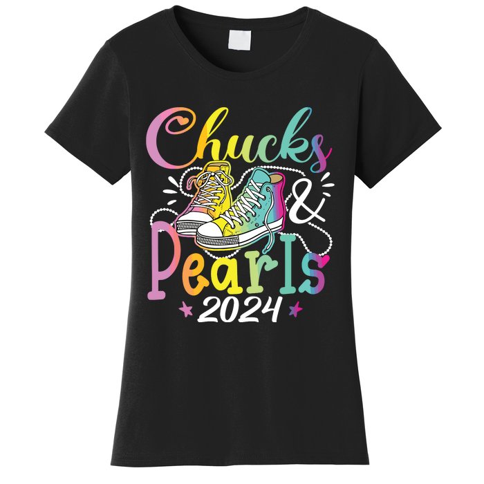 Chucks And Pearls Im With Her Kamala 2024 Women's T-Shirt