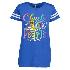 Chucks And Pearls Im With Her Kamala 2024 Enza Ladies Jersey Football T-Shirt