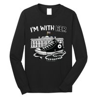 Chucks And Pearls Im With Her Kamala 2024 Retro Vintage Long Sleeve Shirt