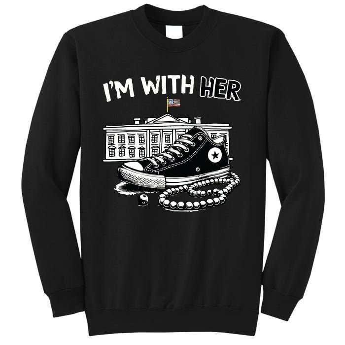 Chucks And Pearls Im With Her Kamala 2024 Retro Vintage Sweatshirt