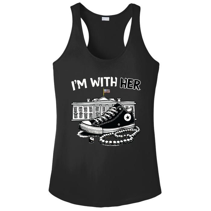 Chucks And Pearls Im With Her Kamala 2024 Retro Vintage Ladies PosiCharge Competitor Racerback Tank