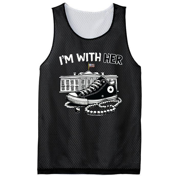 Chucks And Pearls Im With Her Kamala 2024 Retro Vintage Mesh Reversible Basketball Jersey Tank