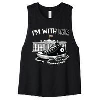 Chucks And Pearls Im With Her Kamala 2024 Retro Vintage Women's Racerback Cropped Tank