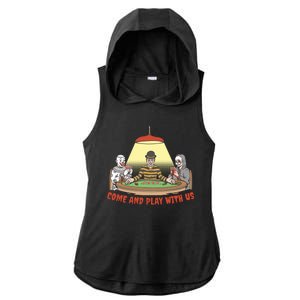 Come And Play With Us Spooky Horror Halloween Ladies PosiCharge Tri-Blend Wicking Draft Hoodie Tank