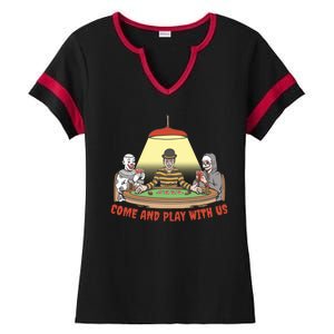 Come And Play With Us Spooky Horror Halloween Ladies Halftime Notch Neck Tee