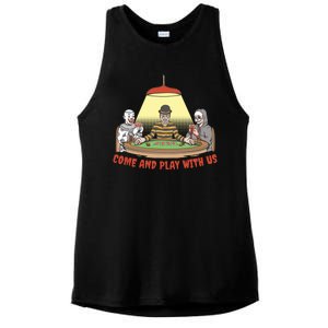 Come And Play With Us Spooky Horror Halloween Ladies PosiCharge Tri-Blend Wicking Tank