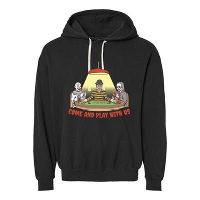 Come And Play With Us Spooky Horror Halloween Garment-Dyed Fleece Hoodie