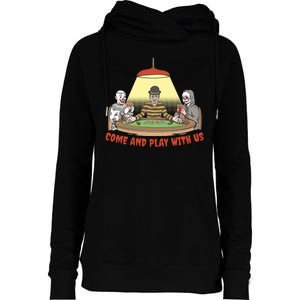 Come And Play With Us Spooky Horror Halloween Womens Funnel Neck Pullover Hood