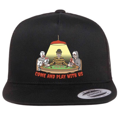 Come And Play With Us Spooky Horror Halloween Flatbill Hat