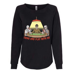 Come And Play With Us Spooky Horror Halloween Womens California Wash Sweatshirt