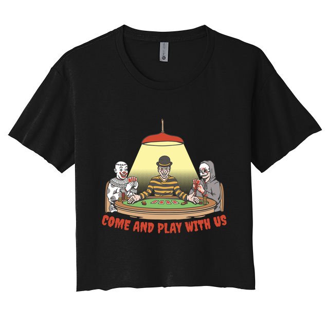 Come And Play With Us Spooky Horror Halloween Crop Top