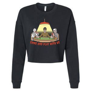 Come And Play With Us Spooky Horror Halloween Cropped Pullover Crew