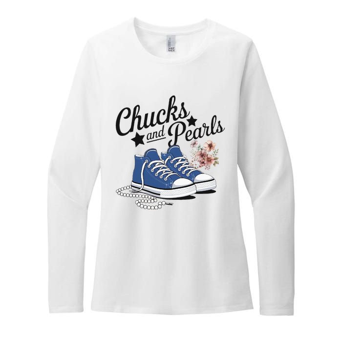 Chucks And Pearls For Ladies 2025 For Ladies Womens CVC Long Sleeve Shirt