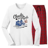 Chucks And Pearls For Ladies 2025 For Ladies Women's Long Sleeve Flannel Pajama Set 