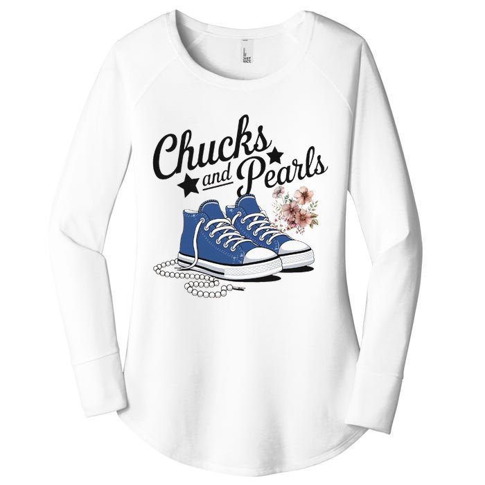 Chucks And Pearls For Ladies 2025 For Ladies Women's Perfect Tri Tunic Long Sleeve Shirt