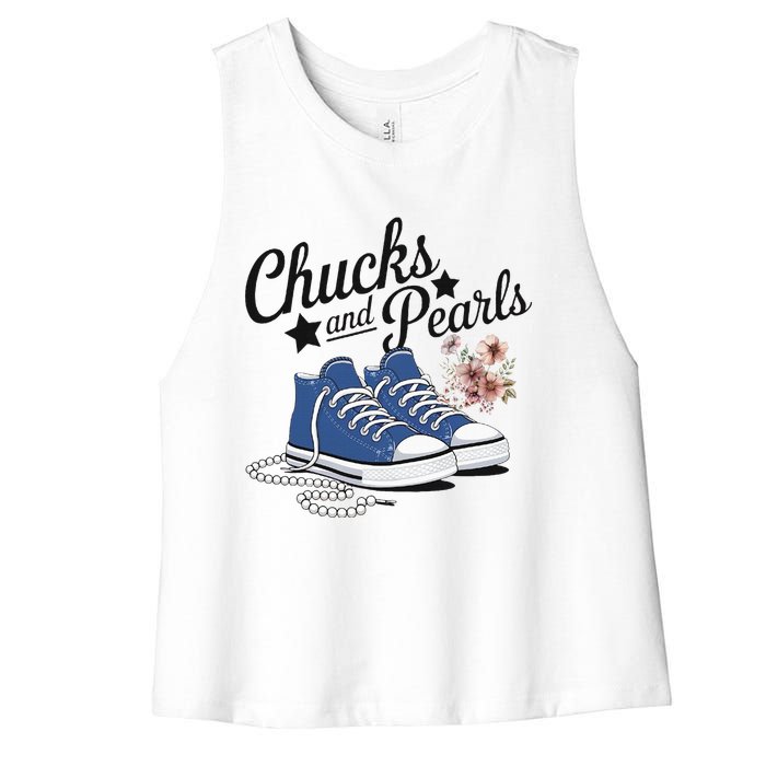 Chucks And Pearls For Ladies 2025 For Ladies Women's Racerback Cropped Tank