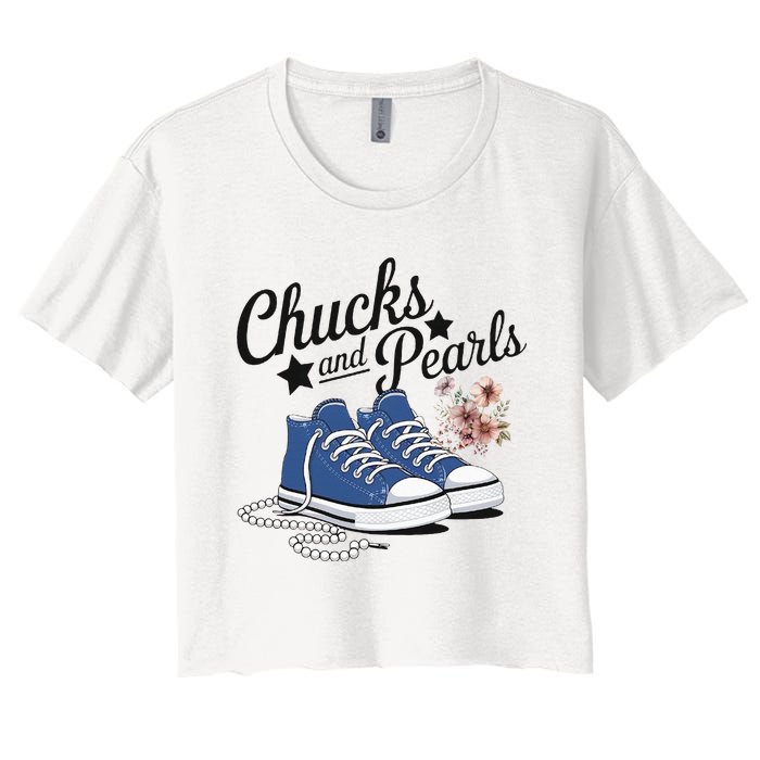 Chucks And Pearls For Ladies 2025 For Ladies Women's Crop Top Tee