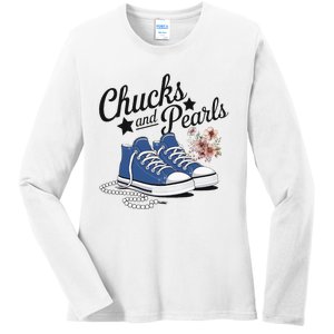 Chucks And Pearls For Ladies 2025 For Ladies Ladies Long Sleeve Shirt