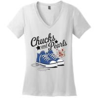 Chucks And Pearls For Ladies 2025 For Ladies Women's V-Neck T-Shirt