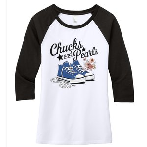 Chucks And Pearls For Ladies 2025 For Ladies Women's Tri-Blend 3/4-Sleeve Raglan Shirt