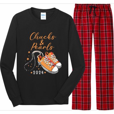 Chucks And Pearls 2024 Kamala Harris For President 47th Long Sleeve Pajama Set