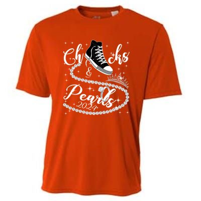 Chucks And Pearls 2024 Kamala Harris 2024 Vote For President Funny Gift Cooling Performance Crew T-Shirt